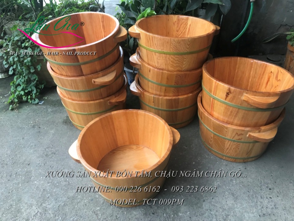 chậu ngâm chân, bồn tắm gỗ spa